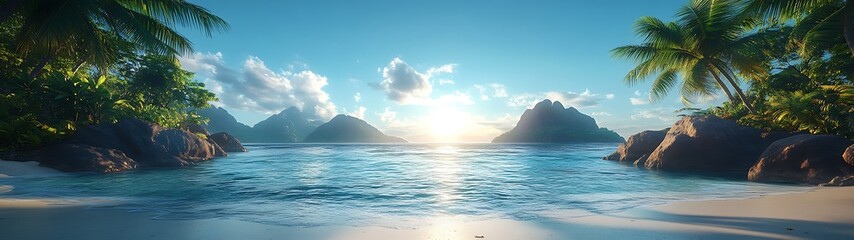 Fototapeta premium Tropical Sunset Beach Paradise.