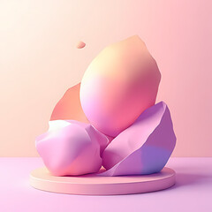 Fototapeta premium Pink Easter egg with ribbon and floral decorations in a spring holiday setting