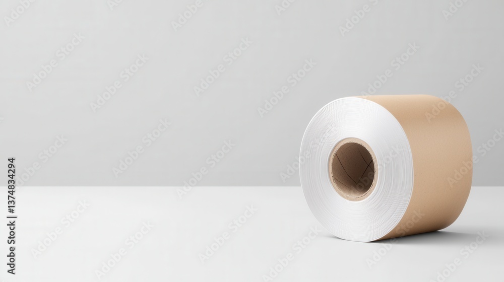 Aufkleber plain kraft paper roll on a minimalist surface for creative and packaging use in various projects an
