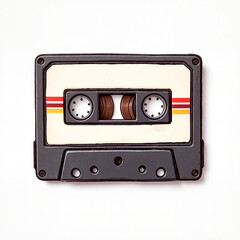 Obraz premium Cute hand-drawn cassette tape illustration on white background, nostalgia