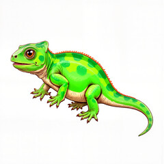 Obraz premium Playful chameleon illustration on white background, cute doodle art