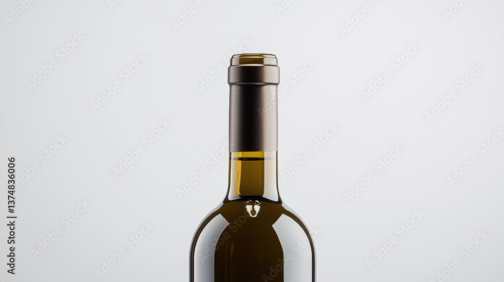 Poster close-up of a wine bottle. the bottle is made of glass and has a dark brown color. the top of the bo