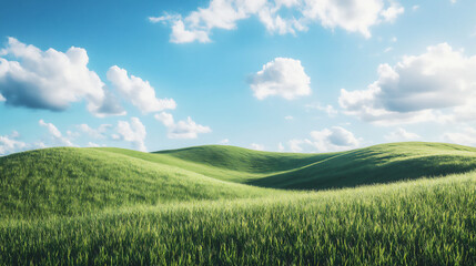 Obraz premium serene landscape with rolling hills and a clear blue sky, soft colors, calming atmosphere,