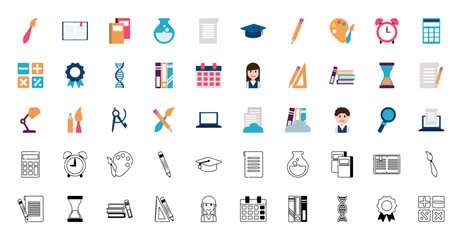 Set of study vector icons with a white background