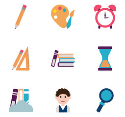 Set of study vector icons with a white background
