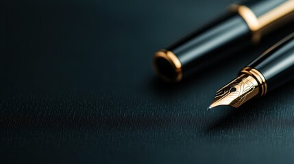 An artistic close-up of a luxurious fountain pen showcasing its sophisticated design and intricate details that inspire creativity and elegance in the world of writing.