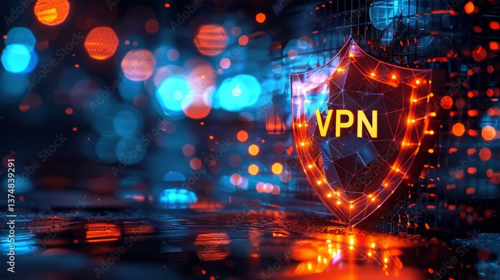 Poster enhance your online security with cutting-edge technology featuring a digital shield and vpn connect