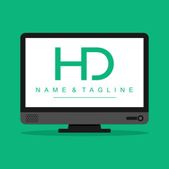 HD letter logo on monitor screen