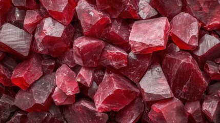 A brilliant array of striking red crystalline structures forming an abstract geometric design that embodies both natural beauty and elegant artistic expression.