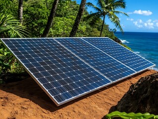 Tropical Solar Panels Ocean View.