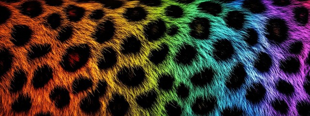 Rainbow Leopard Print Pattern Colorful Furry Texture Detailed Background