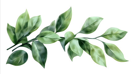 Naklejka premium digital illustration of leaves isolated clean white background brush stroke