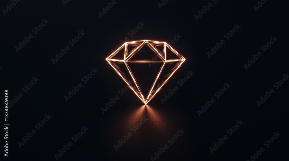 Poster 3d rendering of a diamond made up of thin lines. the diamond is in the center of the image and is li