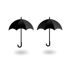 Minimal flat umbrella icon black and white, AI generation