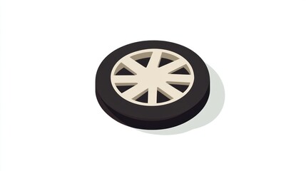 A detailed illustration of a car wheel showcasing its tire and rim design for automotive enthu