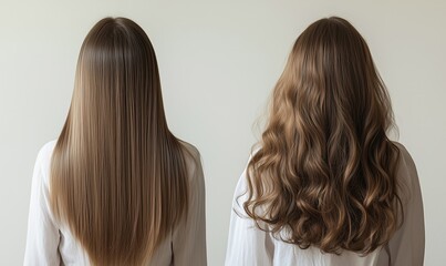 Before and After Hair Transformation: Straight to Wavy Hairstyle Back View