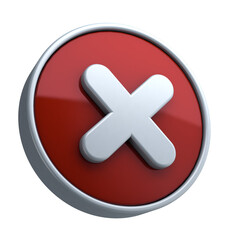 Obraz premium 3D Red Cross Icon: Perfect for Error and Cancellation