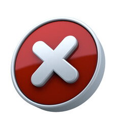 3D Red Cross Icon: Perfect for Error and Cancellation