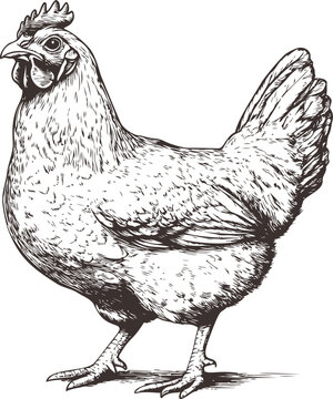 Illustration of a chicken in black 