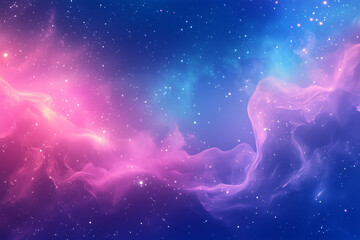 Obraz premium Exploring Vibrant Pink and Blue Nebula Clouds with Scattered Stars