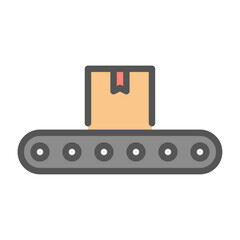 conveyor filled outline icon. conveyor belt color line illustration.
