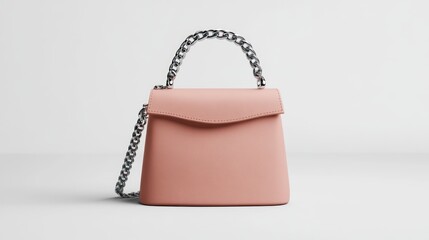 Elegant Pink Handbag with Silver Chain Strap Fashionable Accessory for Modern Style and Everyd