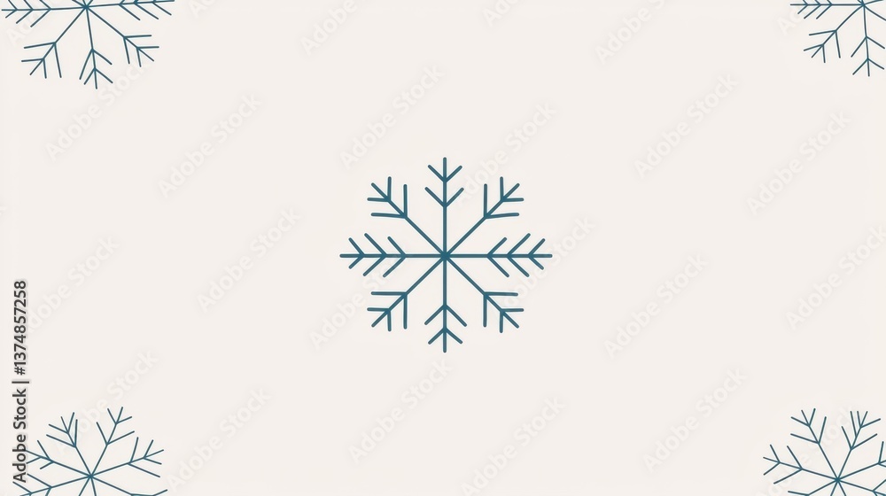 Fototapete simple illustration of a snowflake. the snowflake is in the center of the image and is made up of mu