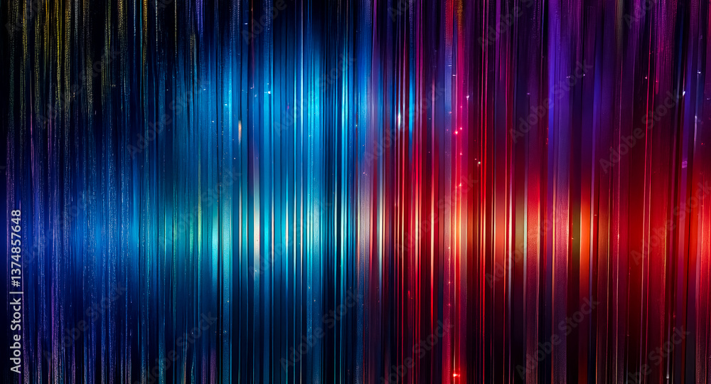 Poster abstract vivid background with vertical lines in blue, yellow, red, and orange. light streaks create