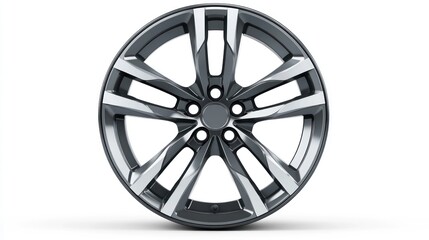 Obraz premium Modern Alloy Wheel Design with Sleek Spokes and Reflective Finish for Automotive Enthusiasts