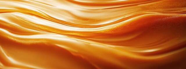 Flowing caramel background with a smooth texture creates a warm and inviting design