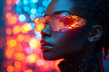 A digital artist minting NFTs for a virtual fashion collection. Concept of digital ownership and creative monetization.