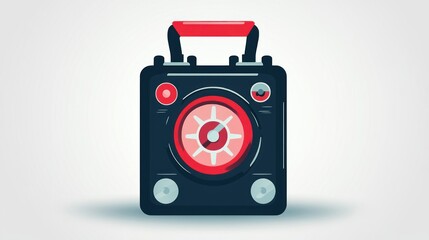 Retro Portable Radio Illustration with Bold Colors and Vintage Design for Nostalgic Themes