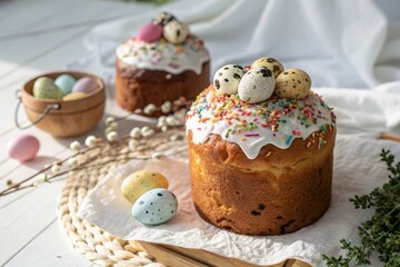 easter cake and eggs