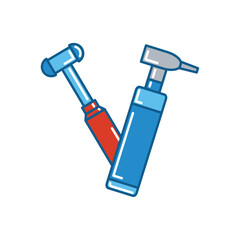 Vector Illustration of a Reflex Hammer and Otoscope Icon Representing Common Medical Diagnostic Tools Used in Neurological and Ear Examinations