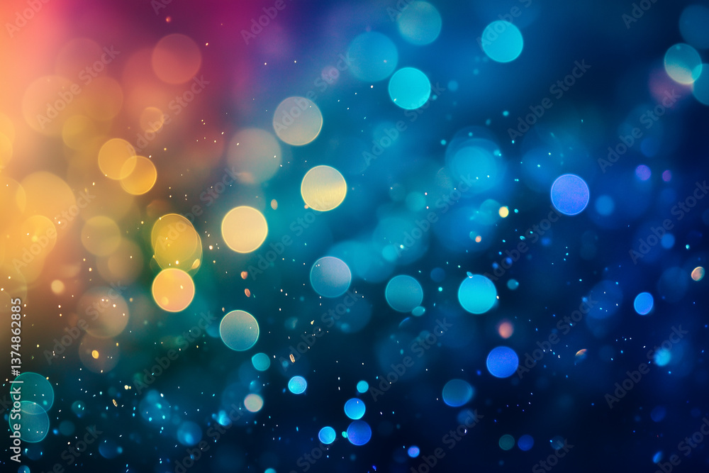 Poster abstract colorful bokeh lights background with sparkles and festive mood