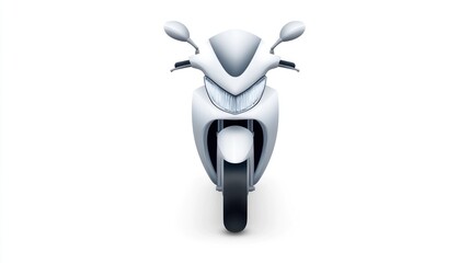 White Scooter Motorcycle Front View Modern Design Transportation Vehicle Illustration