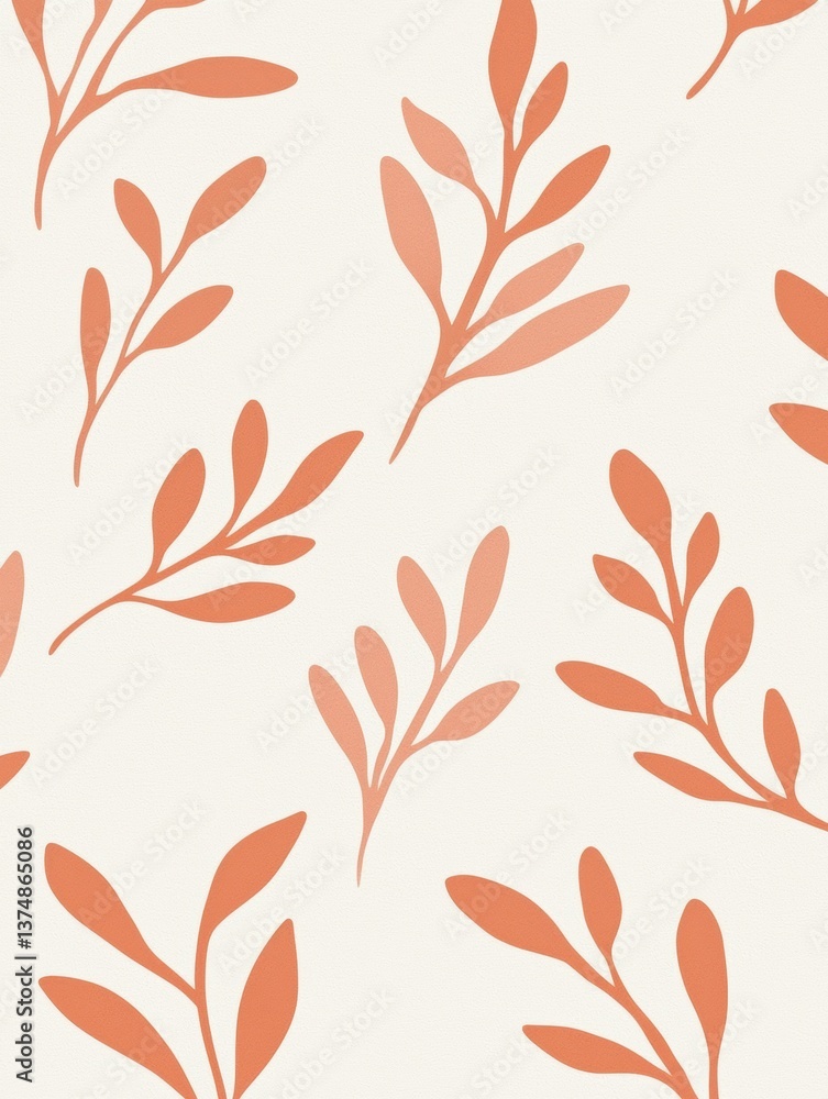 Poster seamless pattern of orange leaves on a white background. the leaves are arranged in a repeating patt
