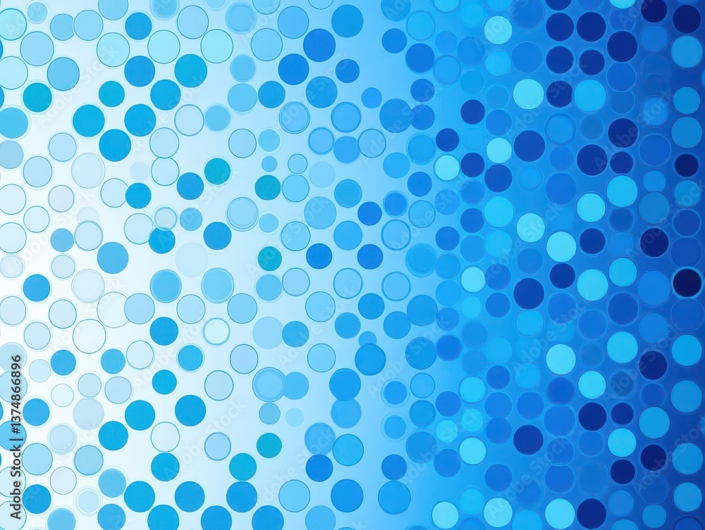 Poster Abstract halftone pattern vector design in light blue dots, with blue dots in circular shapes, perfect for wallpaper or digital art