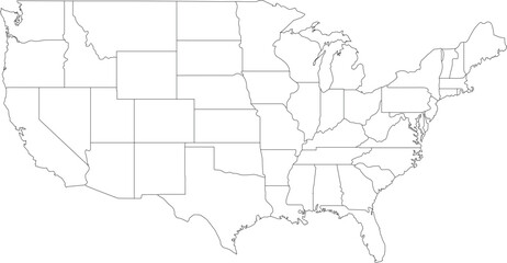 Outline Map of United States with States and Borders