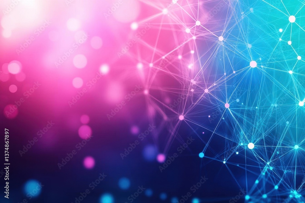 Poster Abstract polygonal background with connecting dots and lines Global network connection, digital technology and communication concept