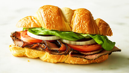 roast beef sandwich on croissant