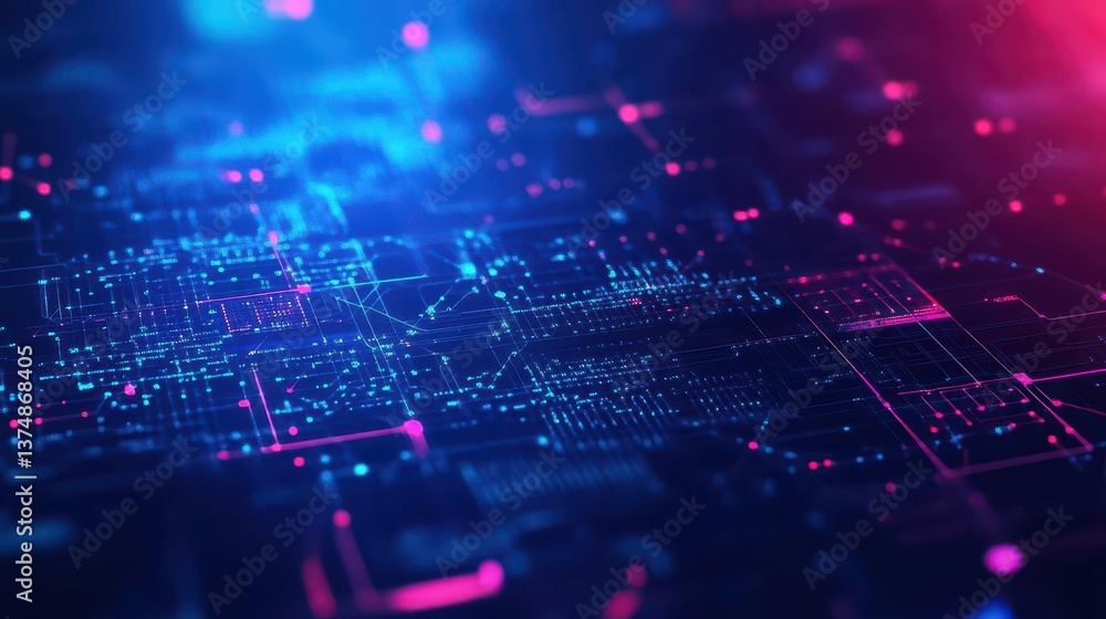 Poster Abstract tech images that prevent internet network connectivity and hacking