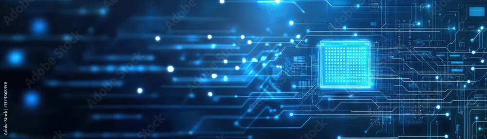 Poster abstract technology blue circuit mainboard computer futuristic background vector illustration