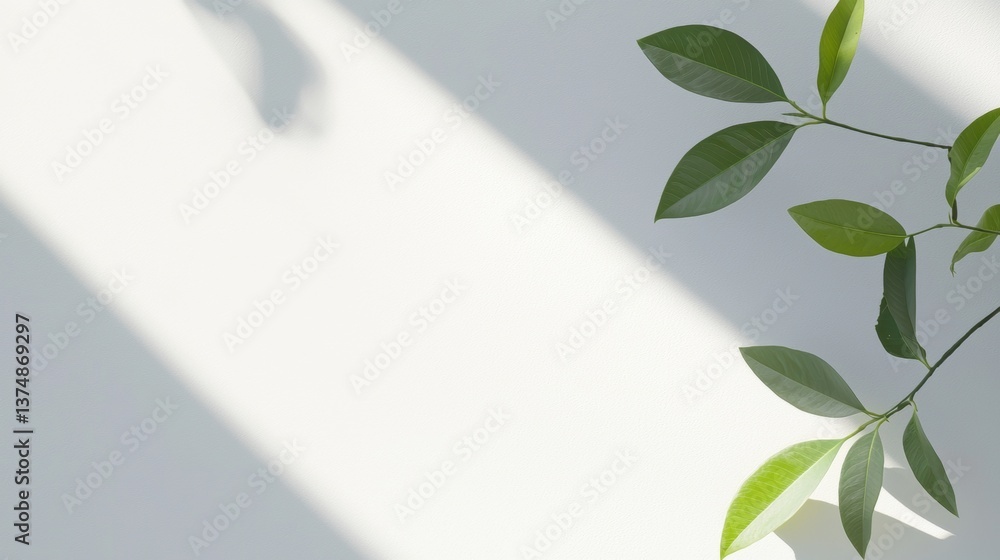Aufkleber close-up of a plant with green leaves on a white background. the leaves are arranged in a way that t