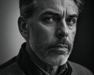 Fototapeta premium Thoughtful man with white background, portrait reflecting deep reflection