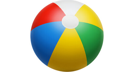 Obraz premium Colorful Beach Ball Floating on White Background for Summer Fun