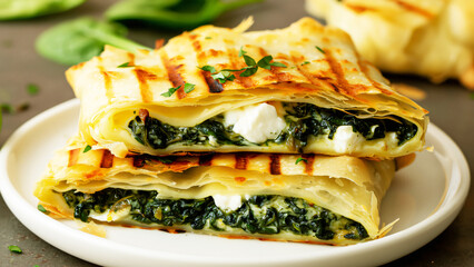 spinach and feta pastries on a plate