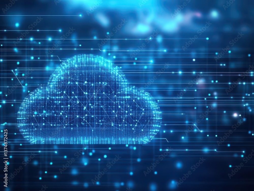 Poster background network technology abstract datum connection mesh tech blue design computer wallpaper cyberspace science structure futuristic cloud shape modern geometric space polygona