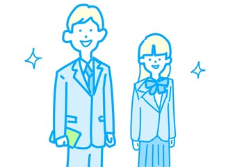 笑顔の学生の男女