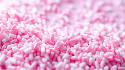 Macro Close-Up of Bright Pink and White Sprinkles, Dessert Topping Background